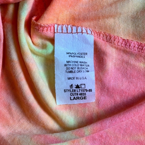Coral Tie Dye High Low‎ Top - Picture 5 of 6